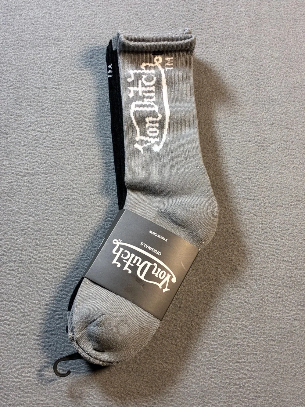 Von Dutch Gray Crew Socks with White Logo